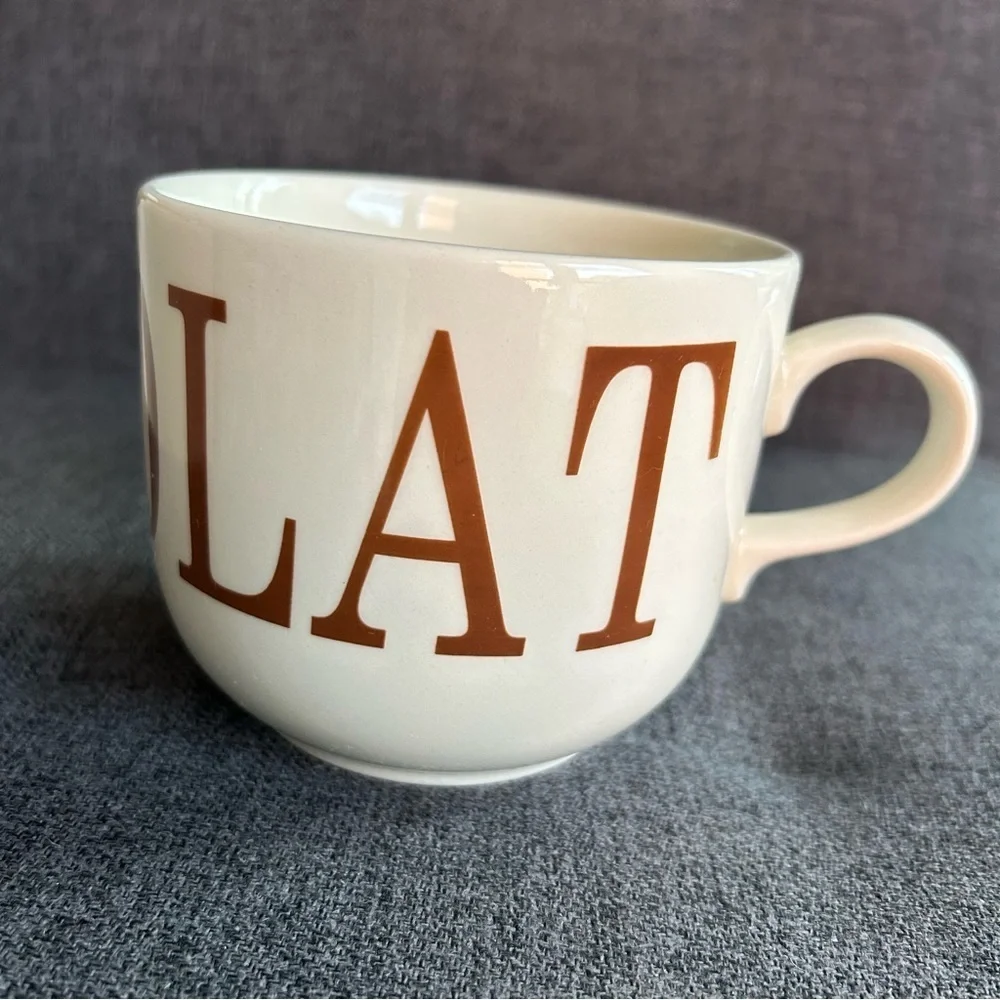 “CHOCOLAT” Coffee Mug, Ivory, Cream, Tan, Brown, 16 oz